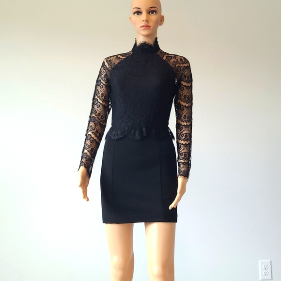 Wink Black Long Sleeves Open Back Mini Dress - Picture 1 of 8